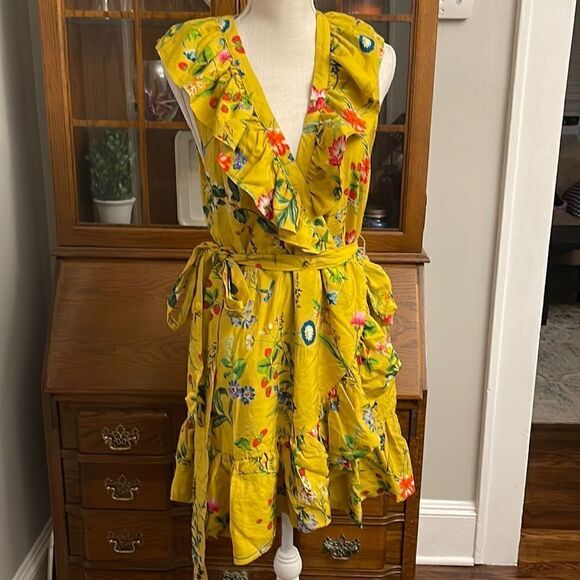 Anthropologie - Maeve Floral-Wrap Mini Dress - Picture 5 of 7